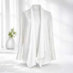 NWT Athleta White Waterfall Drape Open Front Cardigan Duster Long Sleeve Size M